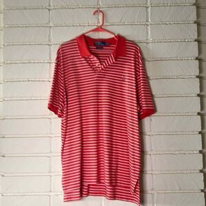 Ralph Lauren Polo Orange w/White Stripes. XXL‎